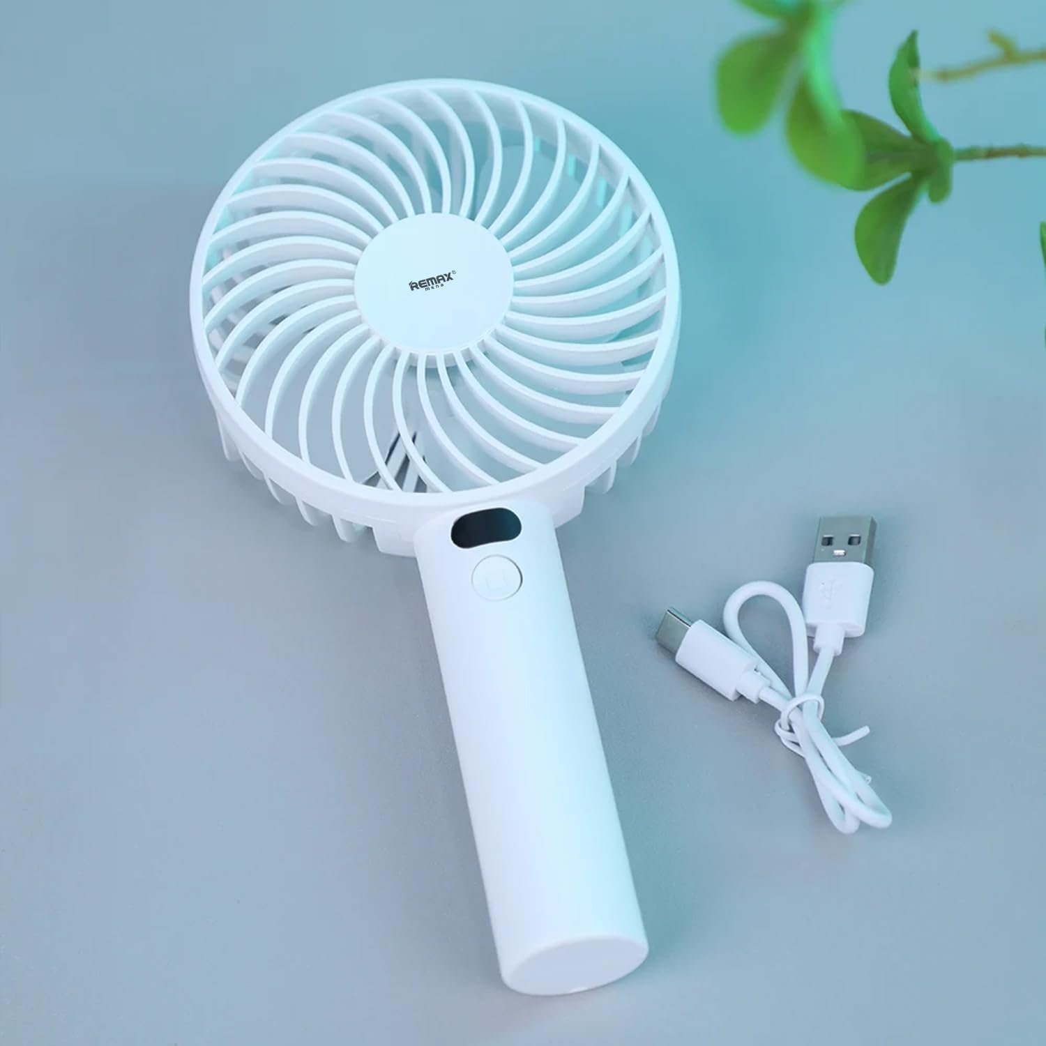Remax Mena Roiling Handheld Fan RS-SF02 Mini Hand Fan, USB Personal Fan Function Cooling Fan For Travel, Outdoor, Hiking, Camping,White