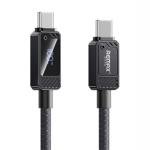 Remax Mena 100W Data Cable With Display (USB-C to Type-C), Fast Charging Zinc-Alloy Braided Elastic Cable with Charging Indicator, Fast Charging + Data Transmission,1.2M Length