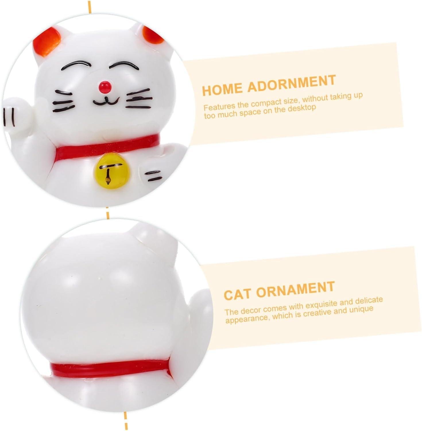 2PC Lucky Cat Night Light for Home, Adjustable Brightness, USB Rechargeable, White