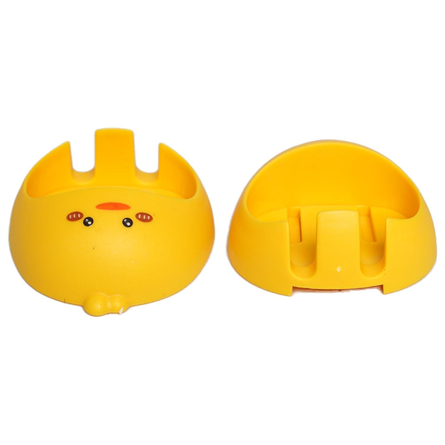 Limitless Cartoon Animal Wall-Mounted Toothbrush Holder Punch-Free Egg Yolk Duck Design, Multipurpose Bathroom Organizer for Kids & Adults