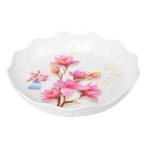 Limitless Fruit Plate Stylish and Functional for All Occasions, Fruit Bowls, Plates with Dividers, Snack Tray, Reusable Snack Tray, Fruit Plate for Nuts, White (Floral Wave)