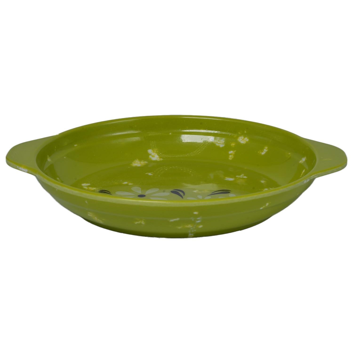 Limitless 4PC Double-Eared Snowflake Faux Porcelain Plate Elegant Large Ceramic Dinner Plate Serving Platter Handmade For Gift, Home Decor, Serving Dish (Green Porcelain-4 Pack)