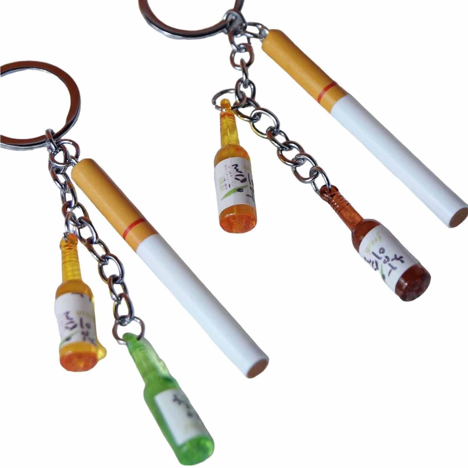 Keychain Wine Bottle Cigarette Premium Quality, Anti-Lost, Handcrafted Assorted Color