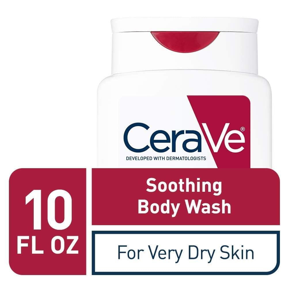 CeraVe Soothing Body Wash for Dry Skin | Shower Oil for Sensitive, Dry, Itchy, and Eczema-Prone Skin | Fragrance Free & Paraben Free & Sulfate Free | 10 oz