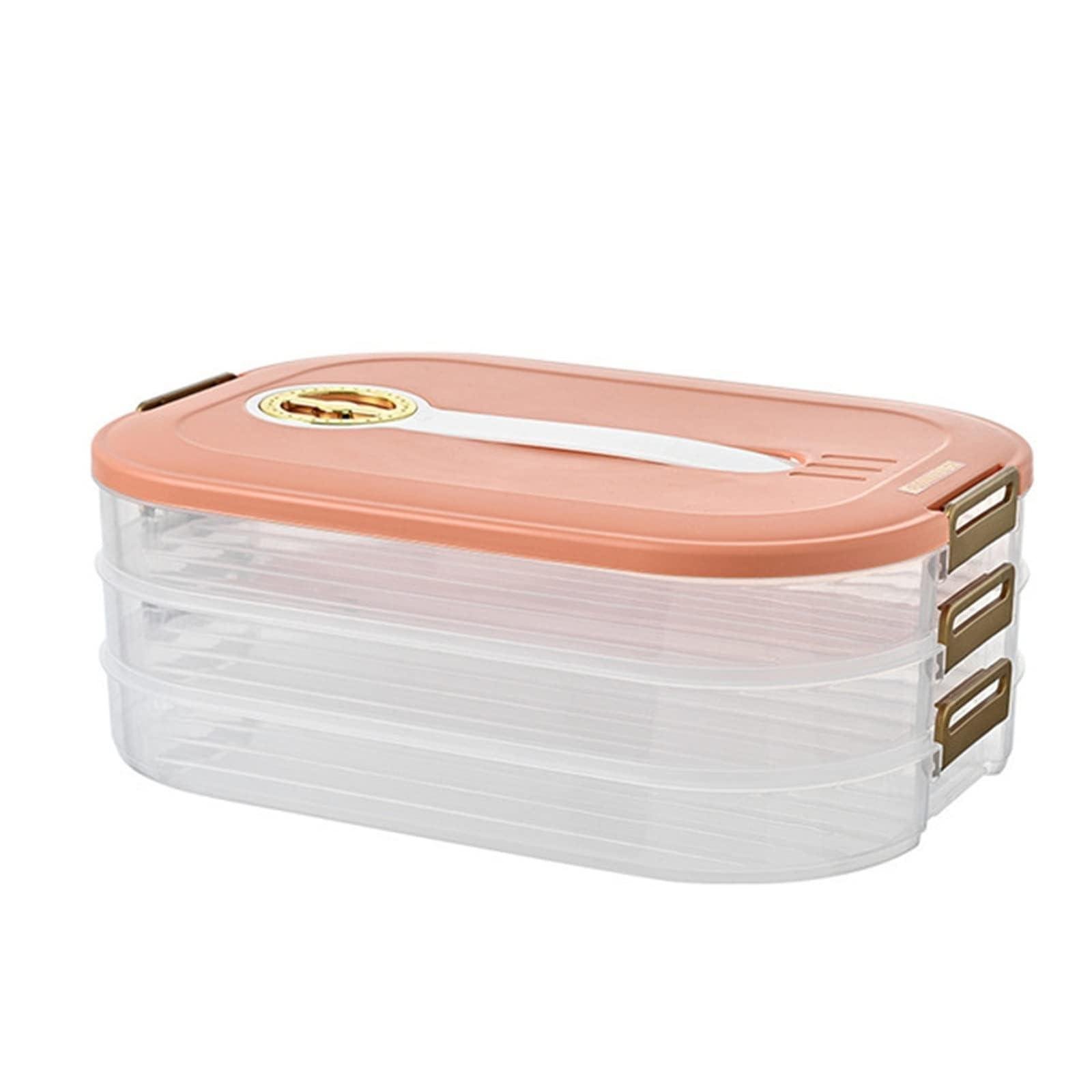Food-Grade Glass Storage Box with Lid Multi-Layer Freezer Container 3-Box Set Orange
