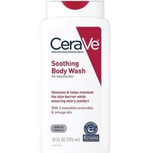 CeraVe Soothing Body Wash for Dry Skin | Shower Oil for Sensitive, Dry, Itchy, and Eczema-Prone Skin | Fragrance Free & Paraben Free & Sulfate Free | 10 oz