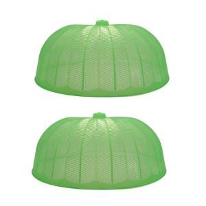 Limitless Round Vegetable Cover, Reusable Mesh Screen Food Cover, Mesh Screen Food Cover Tent Outdoor Picnic Food Covers for Dust Proof Outdoor Food Covers (Green-2Pack)