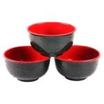 Limitless Porcelain Ramen Bowls – Set of 3, Large Capacity for Soup, Noodles & Rice, Japanese Ramen Pasta Ramen Bowls Noodle Soup Bowl for Home Kitchen, Black Red (Round-Plain)