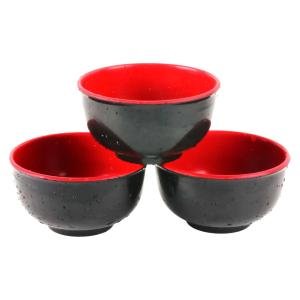 Limitless Porcelain Ramen Bowls – Set of 3, Large Capacity for Soup, Noodles & Rice, Japanese Ramen Pasta Ramen Bowls Noodle Soup Bowl for Home Kitchen, Black Red (Round-Plain)
