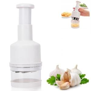 Food Chopper, Manual Vegetable Chopper, Fruit Chopper, Garlic Chopper, Hand Press Chopper for Onion, Garlic, Nut, Manual Food Chopper for Kitchen, Dishwasher Safe (White)