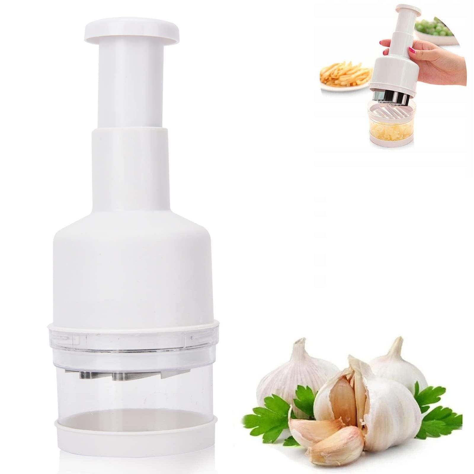 Food Chopper, Manual Vegetable Chopper, Fruit Chopper, Garlic Chopper, Hand Press Chopper for Onion, Garlic, Nut, Manual Food Chopper for Kitchen, Dishwasher Safe (White)