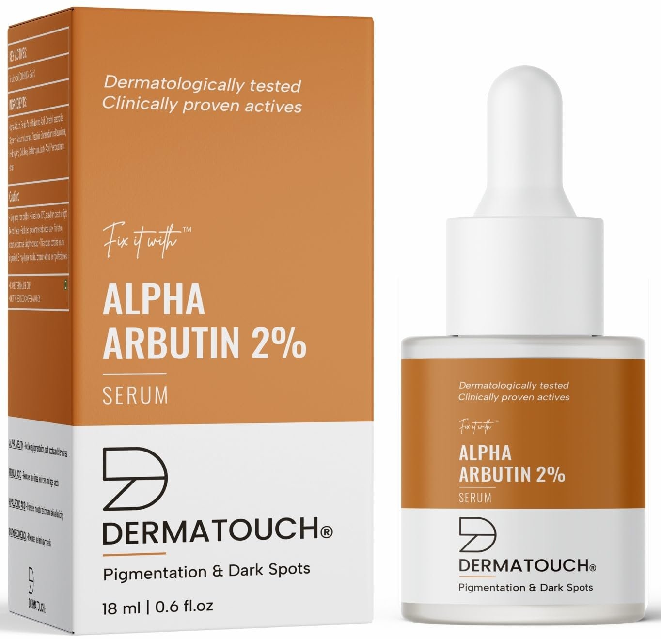 DERMATOUCH Alpha Arbutin 2% Serum | Best For Pigmentation & Dark Spots Reduction | Suitable To All Skin Types | For Both Men & Women | 18ml