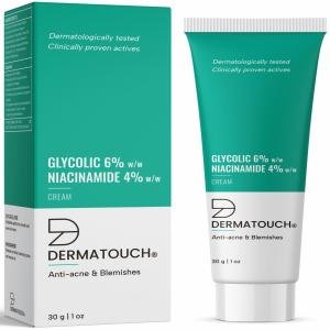DERMATOUCH Glycolic 6% w/w Niacinamide 6% w/w Cream |For Anti-acne and Blemishes | For All Skin Types | For Both Men & Women | 30 g (Pack of 1)