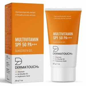 DERMATOUCH Multivitamin Spf 50 Pa+++ Sunscreen Gel For All Skin Types | Uva-Uvb Protection |Zero White Cast | Unisex | 30G