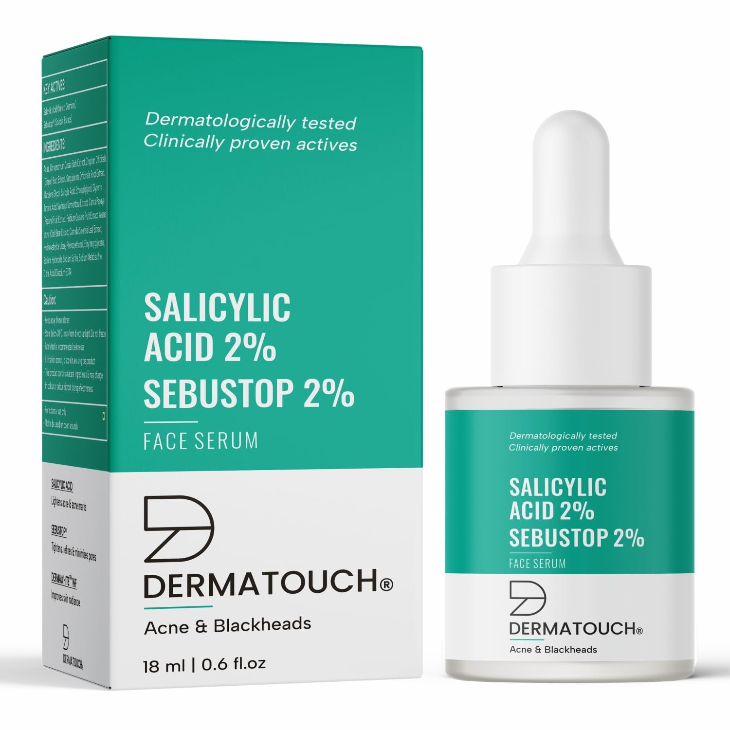 DERMATOUCH Salicylic Acid 2% Sebustop w/w 2% Face Serum | For Acne & Blackheads | Specially for Acne-prone & Oily Skin | 18ml