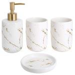 Limitless Bathroom Décor Set Countertop Accessories Set, White Marble Soap Dispenser.