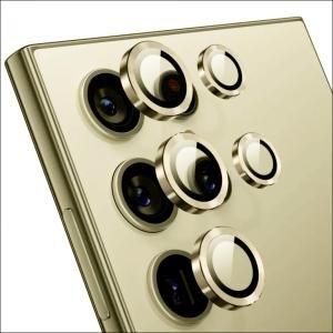 Camera Lens Protectors for Galaxy S24 Ultra, Scratch-Resistant Tempered Glass, Gold