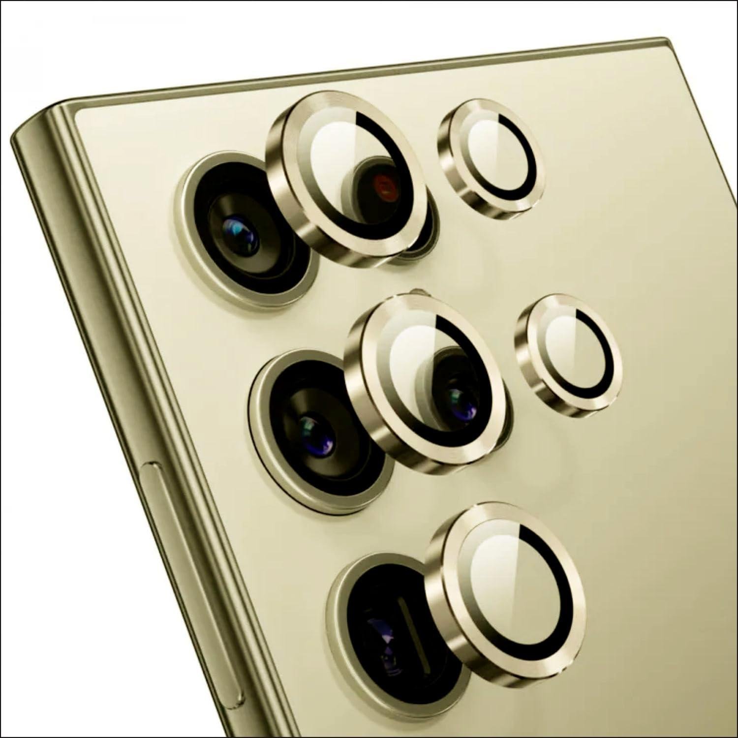 Camera Lens Protectors for Galaxy S24 Ultra, Scratch-Resistant Tempered Glass, Gold