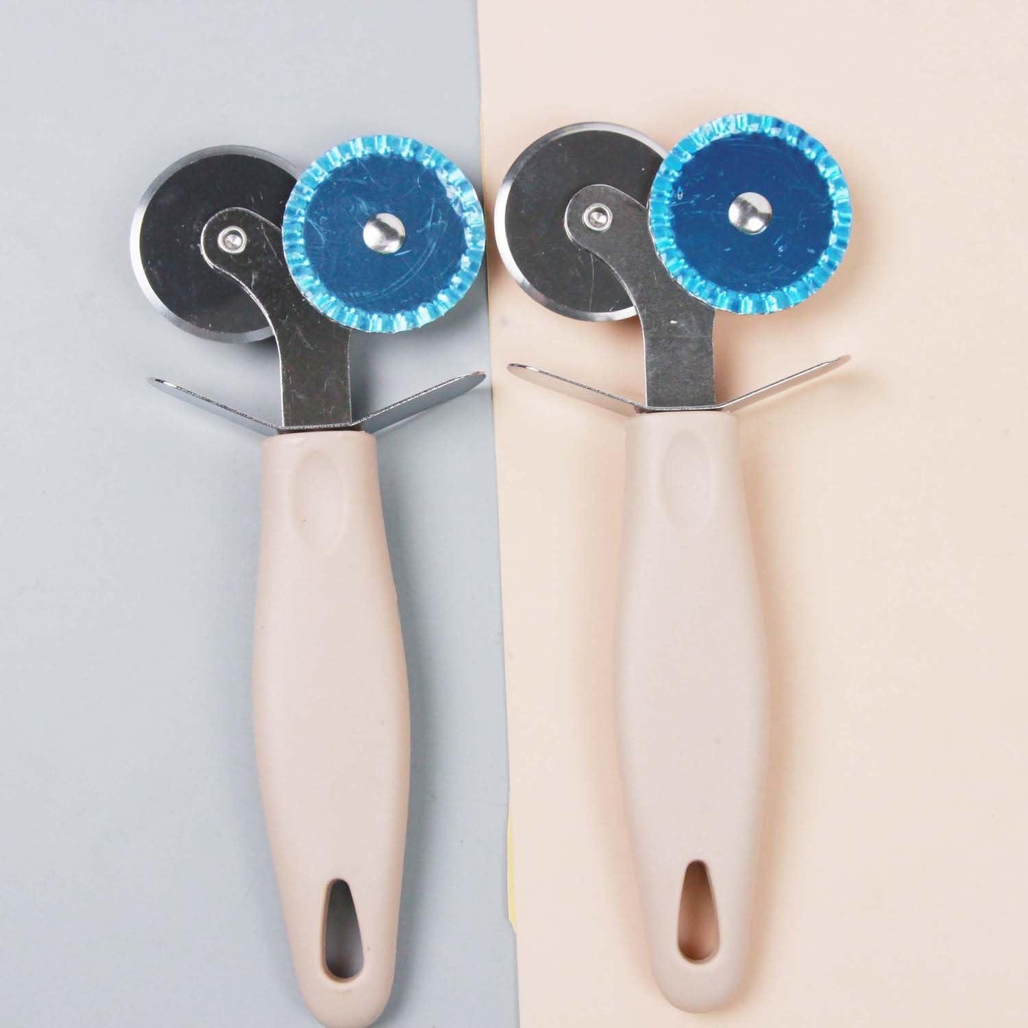 Limitless Round Pizza Cutter Wheel With Handle Equipped Ultra Sharp Blade, Slip-Proof Ergonomic, Dishwasher Safe, Durable & Long-Lasting (BAIGE HANDLE)