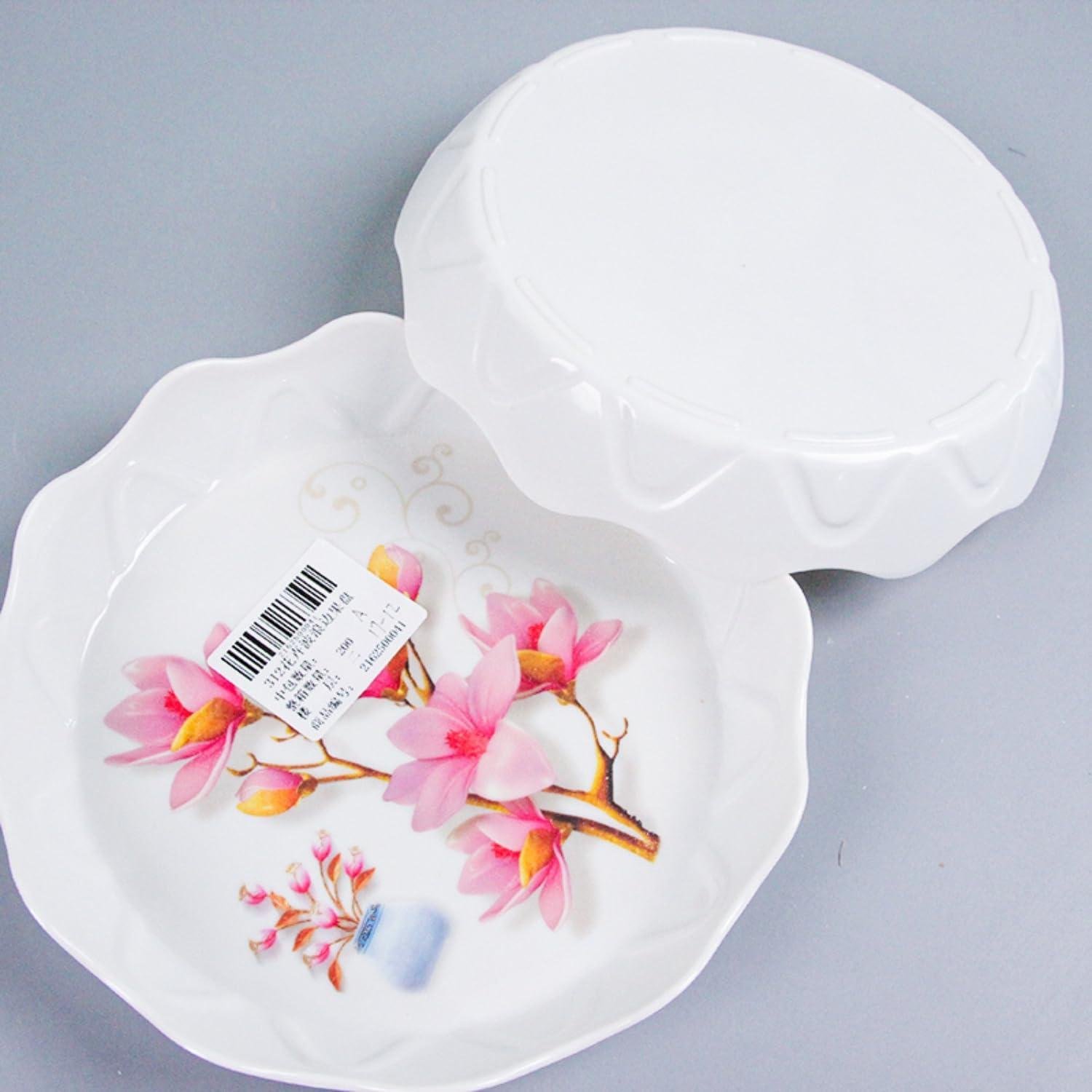 Limitless Fruit Plate Stylish and Functional for All Occasions, Fruit Bowls, Plates with Dividers, Snack Tray, Reusable Snack Tray, Fruit Plate for Nuts, White (Floral Wave)