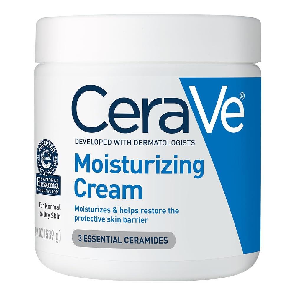 CeraVe Moisturizing Cream, Body and Face Moisturizer for Dry Skin, Body Cream with Hyaluronic Acid and Ceramides, 19 Ounce
