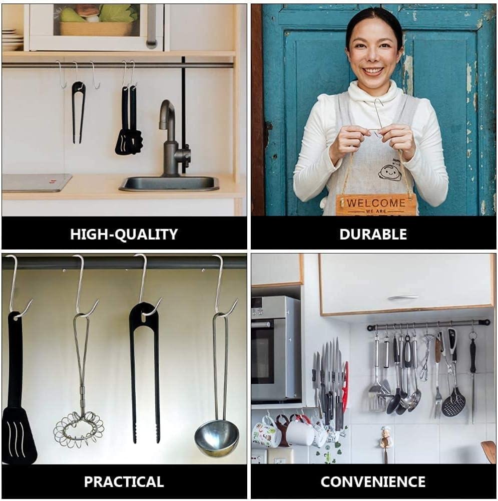 Limitless Stainless Steel Pointed S Hook Clothes Bags Towels Plants Hanging Rack Multi-function Kitchen Bedroom Railing S Hanger Hook, 10 Pieces (Pointed S Hook)