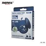 Remax Mena 60W Data Cable Fast Charger Multifunctional Set (USB To Type C/USB To Iph/C TO C/C TO/C TO Micro), 3A Max, 29CM, (Blue)