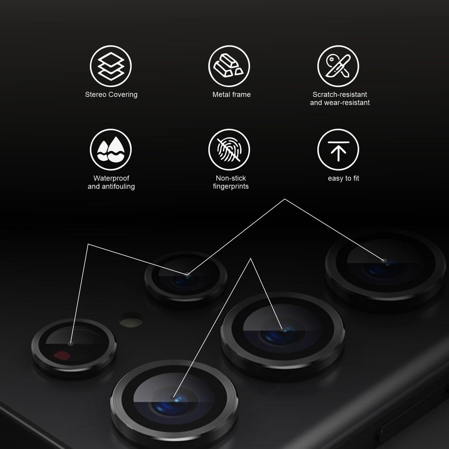 Camera Lens Protectors for Galaxy S24 Ultra, Scratch-Resistant Tempered Glass, Gold