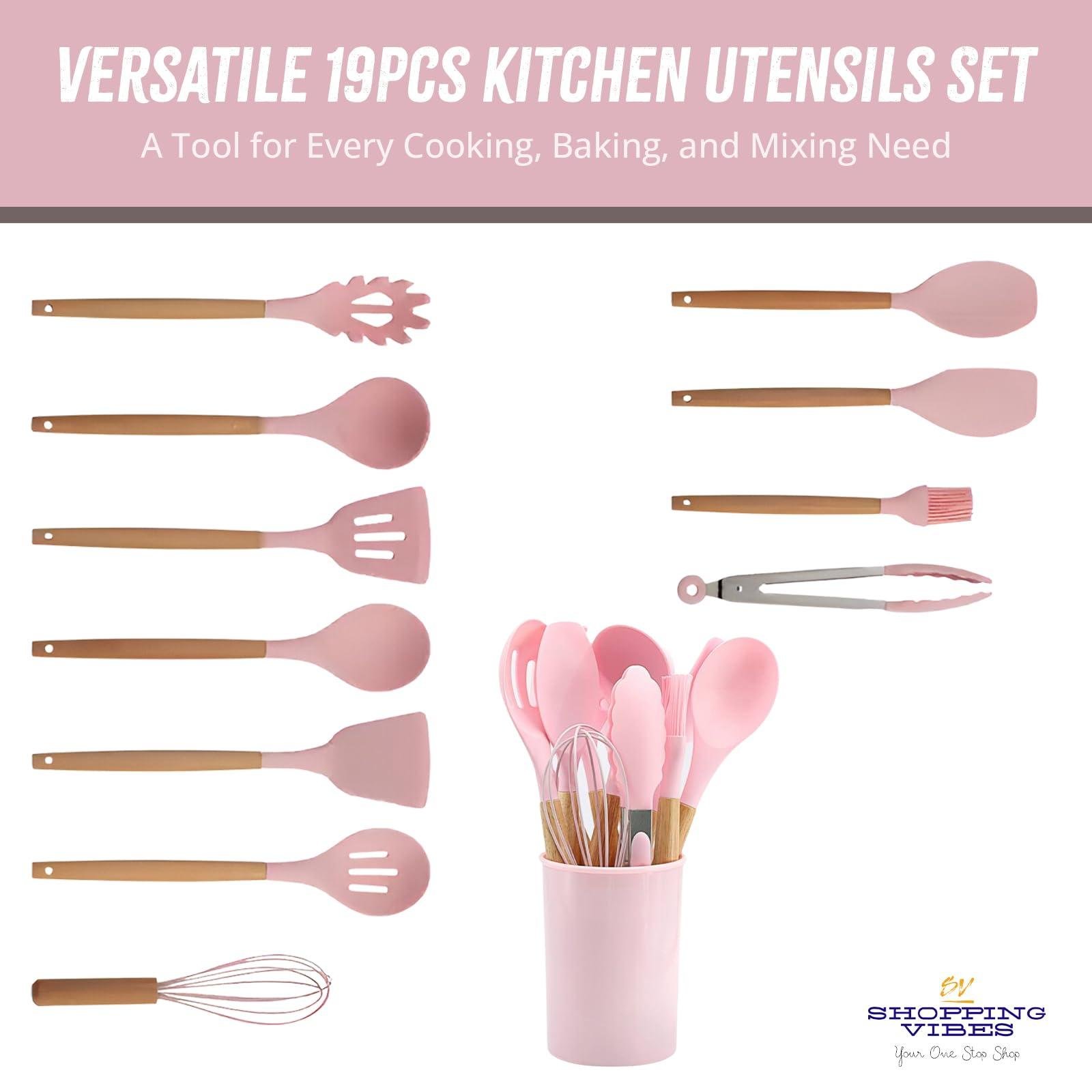 Your One Stop Shop 12PCS Kitchen Utensil Set Silicone Cooking Utensils Kit, Pink