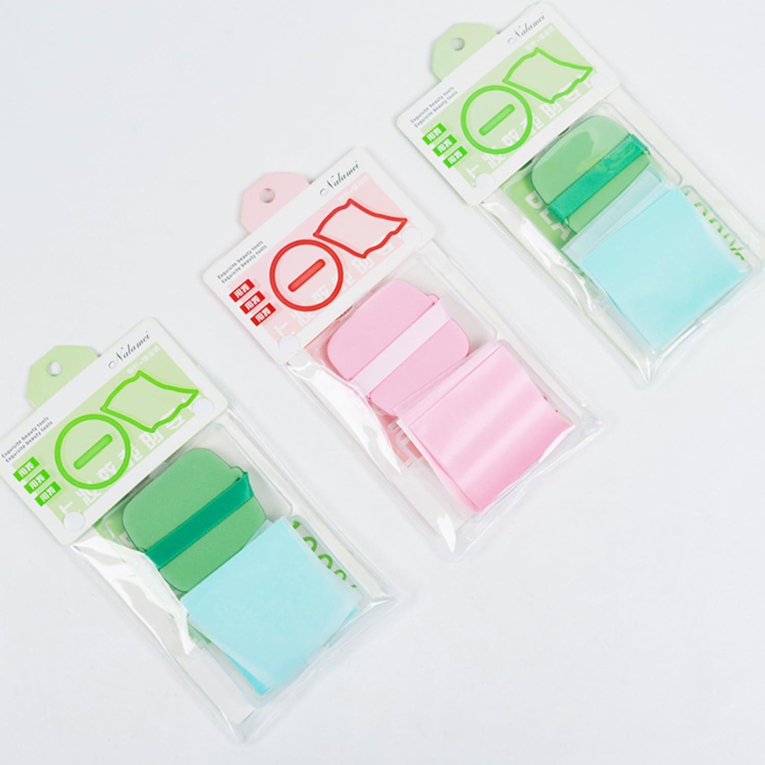 2PC Face Wash Puff & Oil-Absorbing Sponge Cleansing Exfoliating Makeup Removal, Green