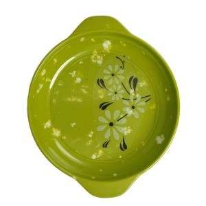 Limitless 4PC Double-Eared Snowflake Faux Porcelain Plate Elegant Large Ceramic Dinner Plate Serving Platter Handmade For Gift, Home Decor, Serving Dish (Green Porcelain-4 Pack)