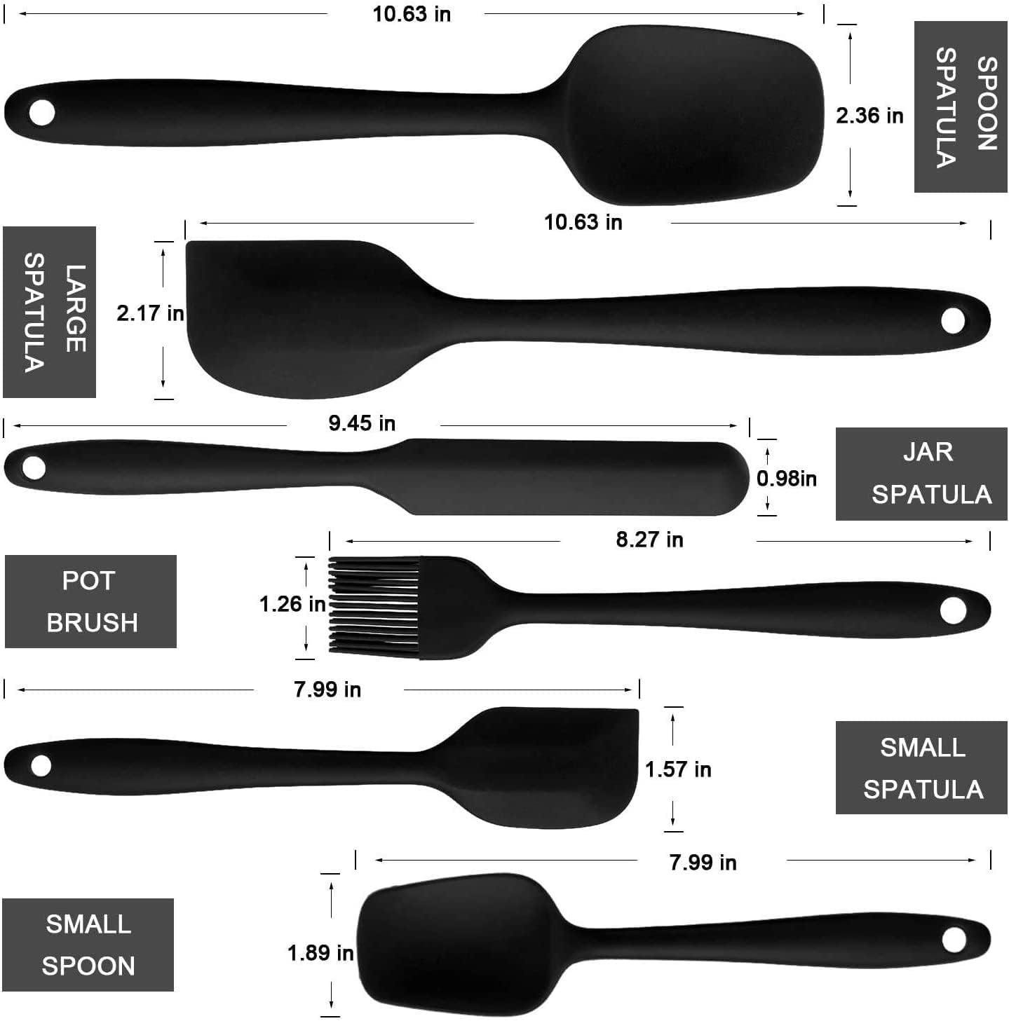 Limitless Silicone Spatula Set - 6 Piece Non-Stick Rubber Spatula Set, Heat-Resistant Spatula Kitchen Utensils Set for Cooking, Baking and Mixing
