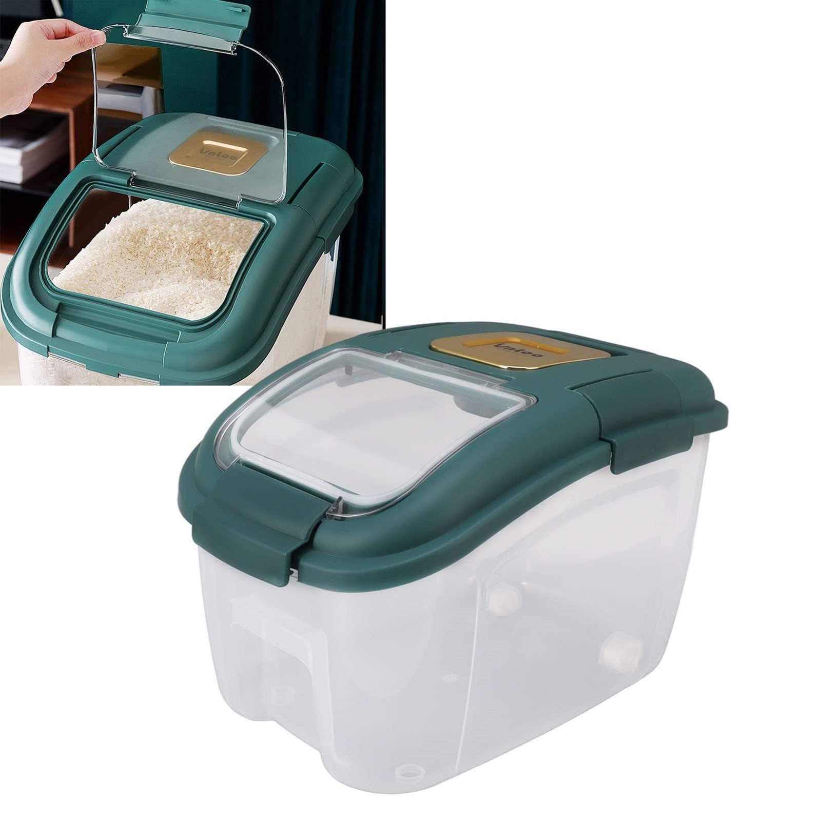 Large Capacity Rice Storage Box Airtight Container for Grains Cereal & More Clear Lid
