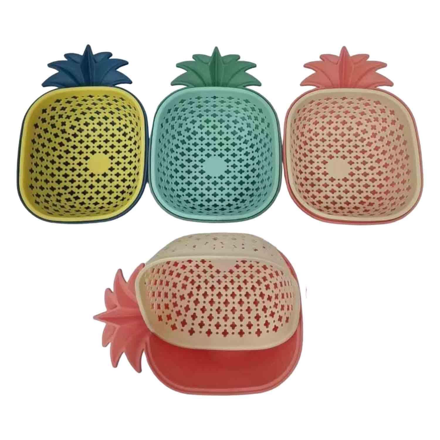 Limitless Double-Layer Pineapple Drain Basket, Stackable Soaking & Draining Solution for Fresh Fruits and Veggies, Effortless Washing, Easy to Clean | Multicolor