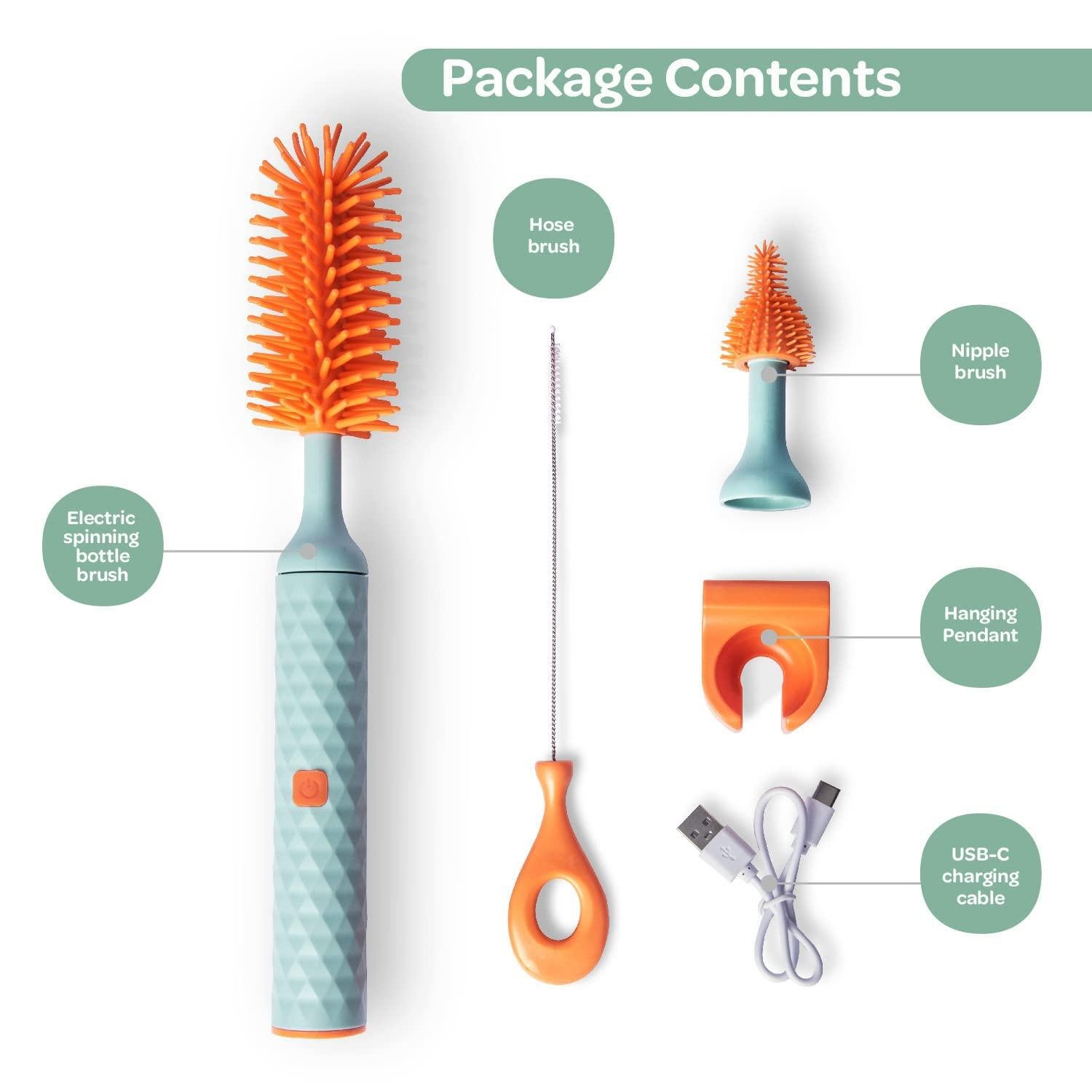 Limitless Electric Silicone Bottle Brush, Rechargeable Bottle Brush Set, Baby Bottle