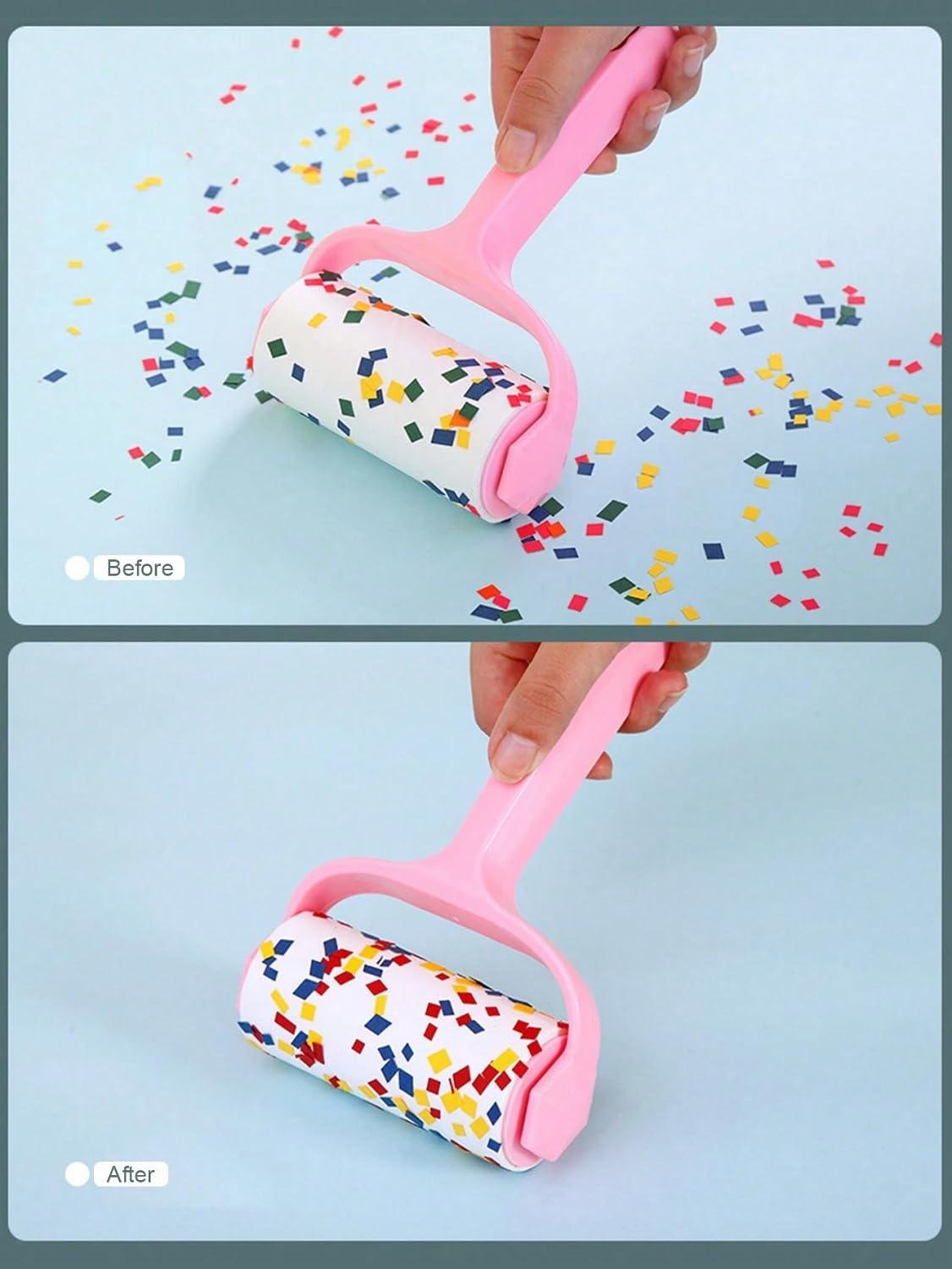 Limitless 2PC Lint Roller Kit – Ultimate Pet Hair & Dust Remover for Clothes, Carpets, & Car Seats, Suitable for Hair Clothes Carpet Car Seat Dust and Brush, Pink&White