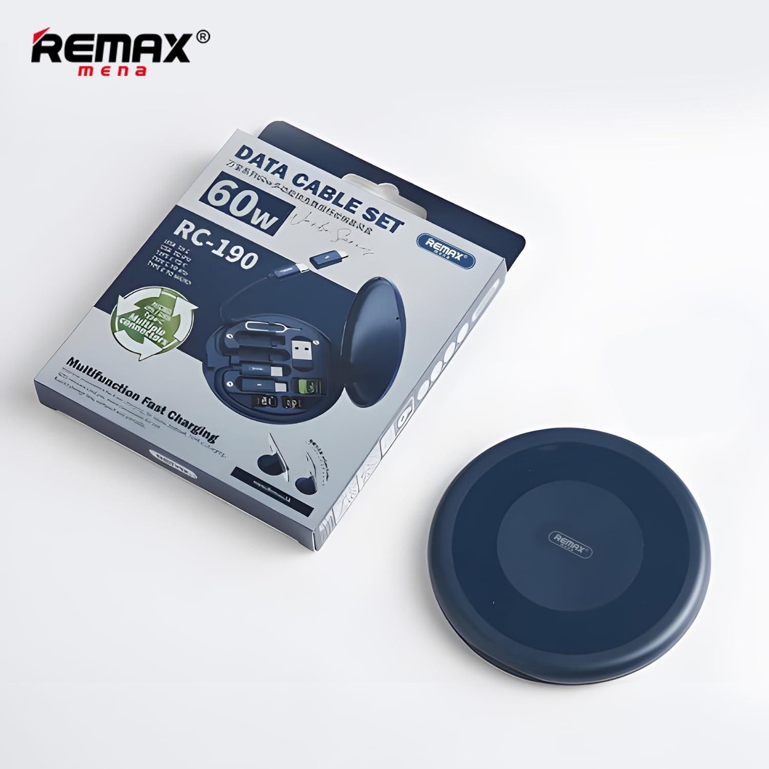 Remax Mena 60W Data Cable Fast Charger Multifunctional Set (USB To Type C/USB To Iph/C TO C/C TO/C TO Micro), 3A Max, 29CM, (Blue)