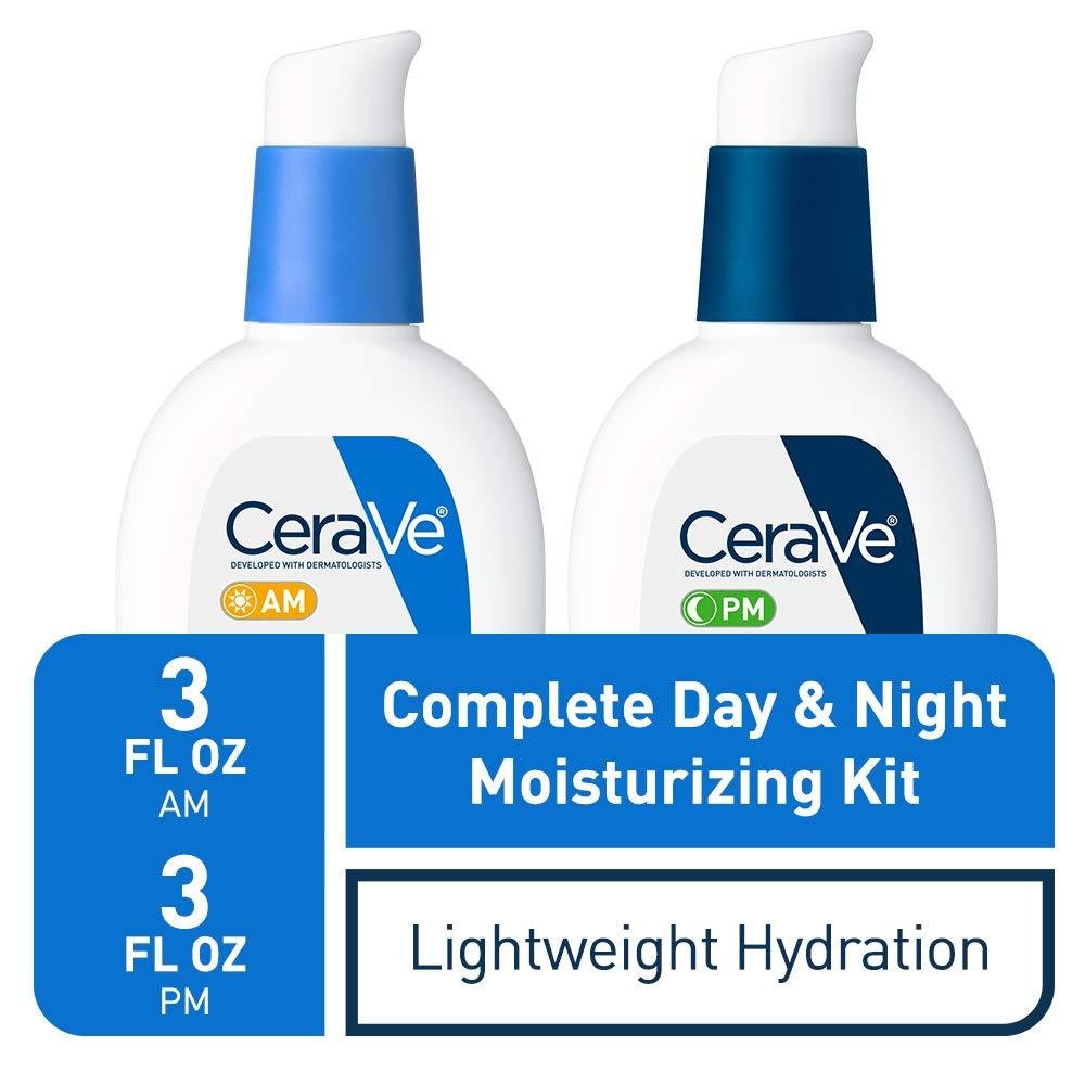 CeraVe Facial Moisturizing Lotion 3 Fl Oz (Pack of 2) AM/PM Bundle (Packaging may vary)