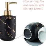 ELECDON Ceramics Soap Dispenser, White Marble Style, Refillable Hand Lotion, Dispenser for Shampoo, Body Wash, Disinfectant, Stylish Home Bath Décor, Bathroom Toilet Press Bottle (300ML White)