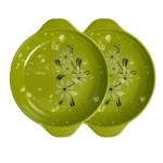 Limitless 4PC Double-Eared Snowflake Faux Porcelain Plate Elegant Large Ceramic Dinner Plate Serving Platter Handmade For Gift, Home Decor, Serving Dish (Green Porcelain-4 Pack)