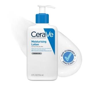 CeraVe Moisturizing Lotion | 24H Body and Face Moisturizer for Normal to Dry Skin with Hyaluronic Acid and Ceramides | Non-comedogenic, oil-free, Fragrance Free | 8Oz, 236 ML