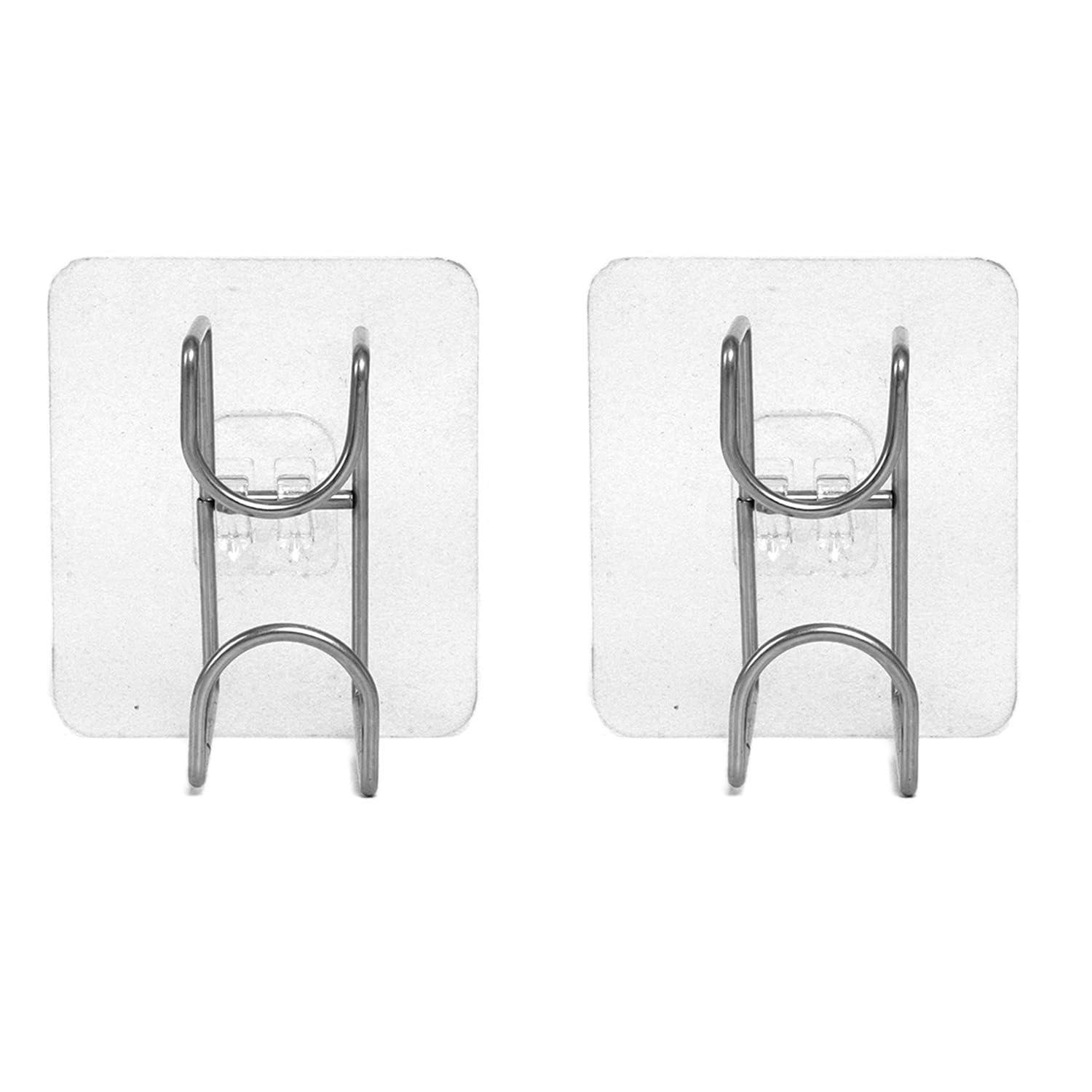 Limitless Stainless Steel Basin Rack Seamless Hook Adhesive Nail Free Utility Hooks, Stick On Hook For Hanging Towel Cloth, For Kitchen, Closet, Cabinet, Toilet, Ceiling | Stainless Steel - Silver