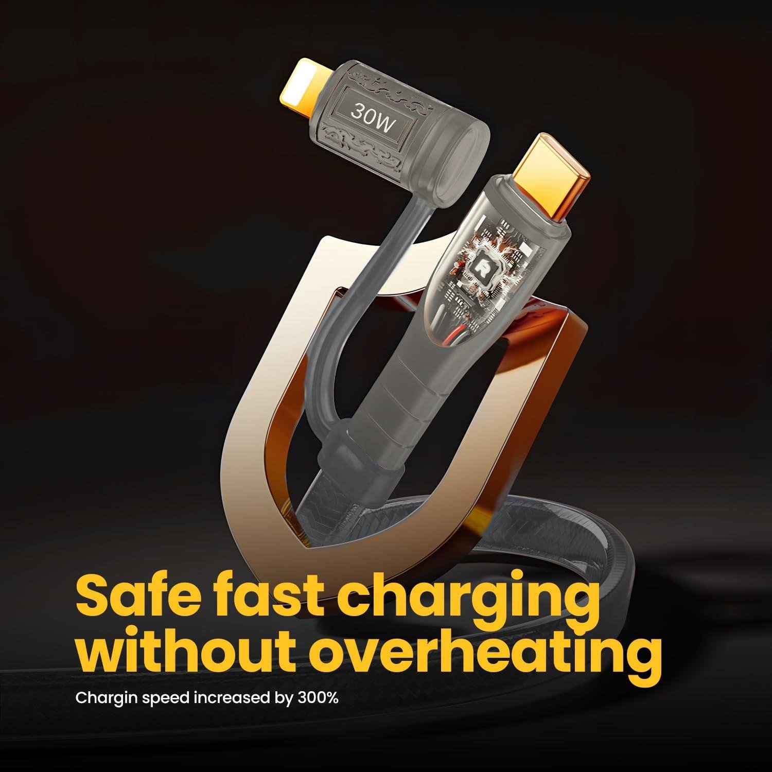 60W 2-in-1 Data Cable Multi Charging (60W C-C & 30W C-L) Fast Charging, 1.2M Braided