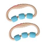 2PC Three-Wheel Handheld Massager Roller, Body Therapy Tool for Neck Foot Head, Blue