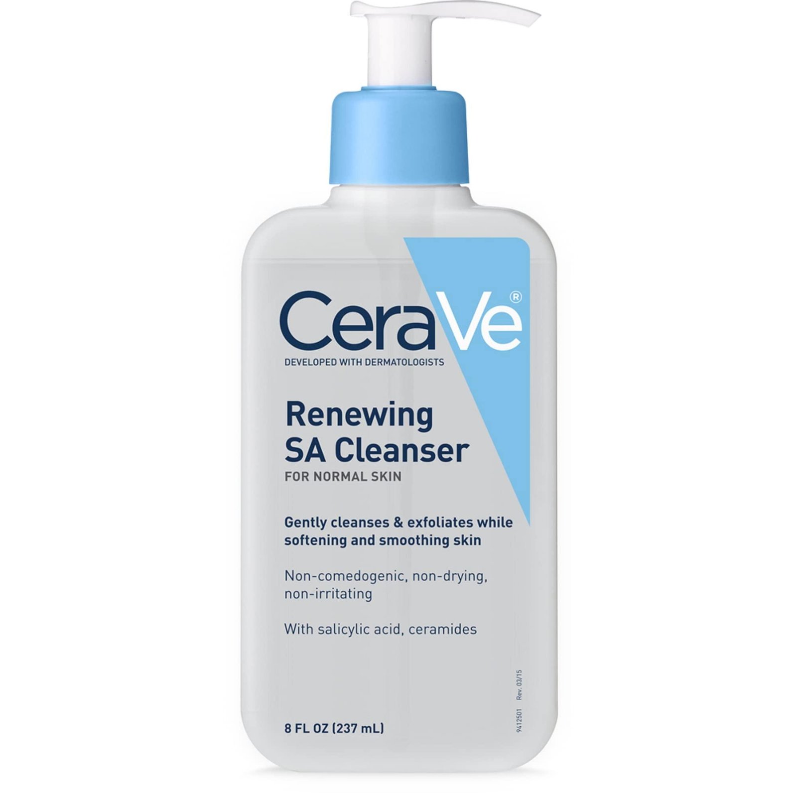 CeraVe SA Cleanser Salicylic Acid Face Wash with Hyaluronic Acid, Niacinamide & Ceramides BHA Exfoliant for Face 8 Ounce, multi, 8 Fl Oz (Pack of 1)