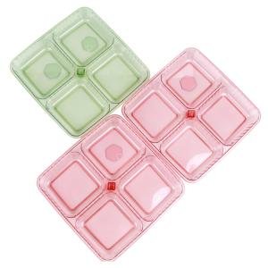 Limitless Four Grid Fruit Plate Stylish and Functional for All Occasions, Fruit Bowls, Plates with Dividers, Snack Tray, Reusable Snack Tray, Fruit Plate with Compartments for Nuts (Assorted Color)