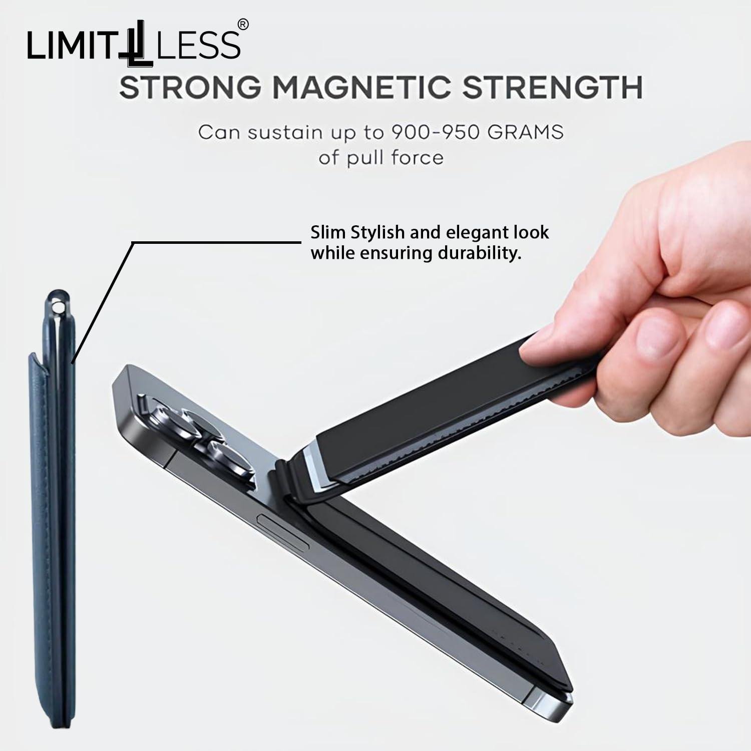 Wallet for iPhone, 4-Slot Leather Card Holder, Adjustable Stand, Detachable | Black