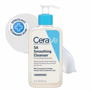 CeraVe SA Smoothing Cleanser | Face and Body Salicylic Acid Wash and Exfoliant for Normal, Dry and Rough Skin with Hyaluronic Acid, Niacinamide and Ceramides| Fragrance Free Non-Comedogenic | 236 ML
