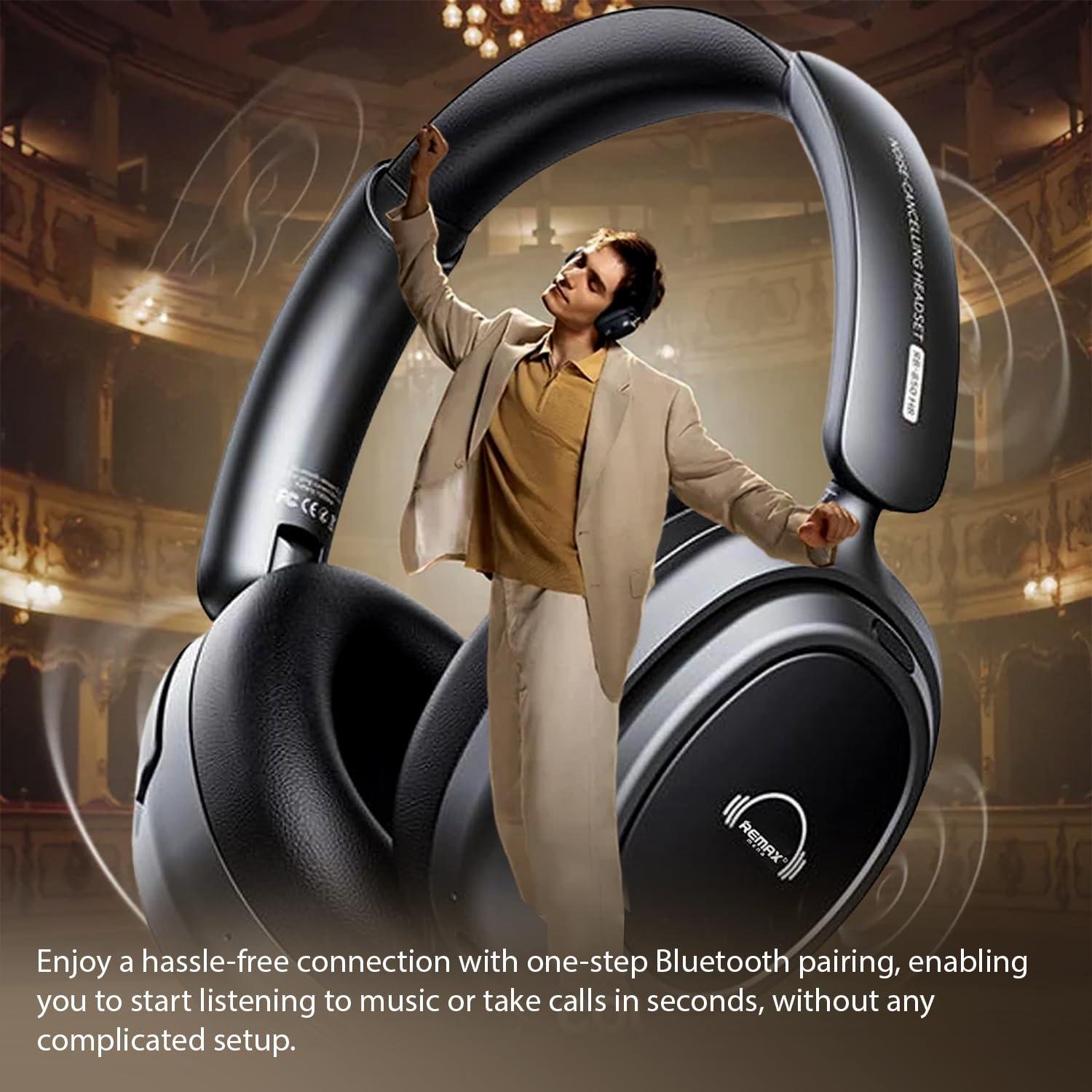 Remax Mena Headset Blissful Series Active Noise-Canceling Music, Dual-Mic, Wireless 5.3 for Quick Connection, Transmission Distance 10M,Charging Case Battery 1000mAh