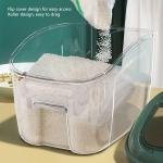 Large Capacity Rice Storage Box Airtight Container for Grains Cereal & More Clear Lid